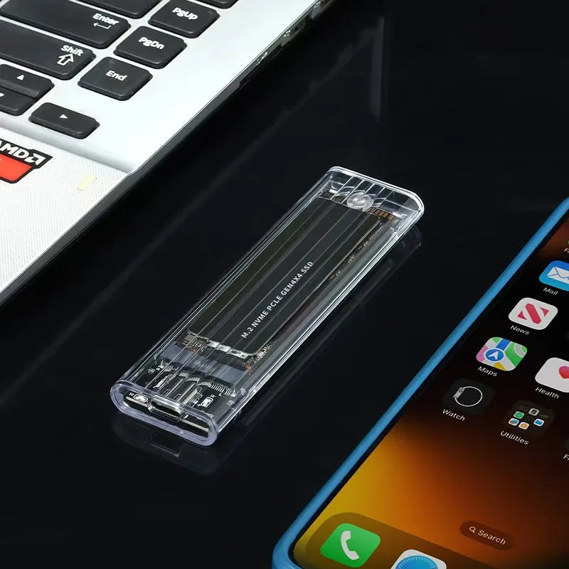 DANJU M.2 Portable Hard Drive NGFF Protocol 10GbpsNVME SSD Transparent outer frame (with data cable included)