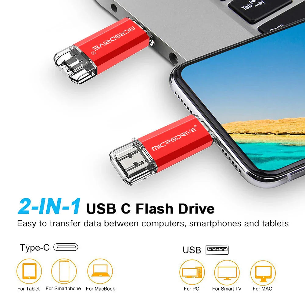 MicroDrive 2-in-1 Type-C OTG USB 2.0 Flash Drive 16GB/32GB/64GB/128GB