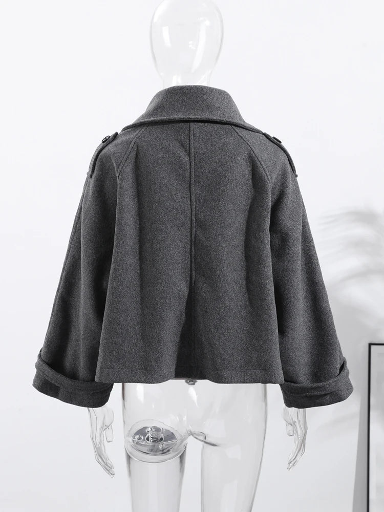 Loose Stand Collar Women's Woolen Coats