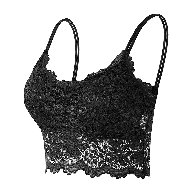Lace Bras Top Comfortable Bralette Solid Color Vest Hollow Out Wireless