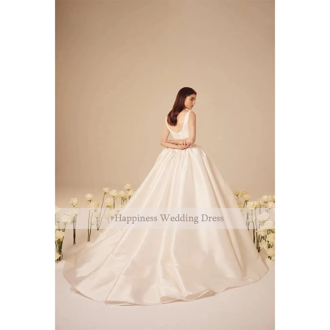Claire Simple Elegance Customized Sleeveless A-Line Wedding Dresses Zippered Back Bridal Gown