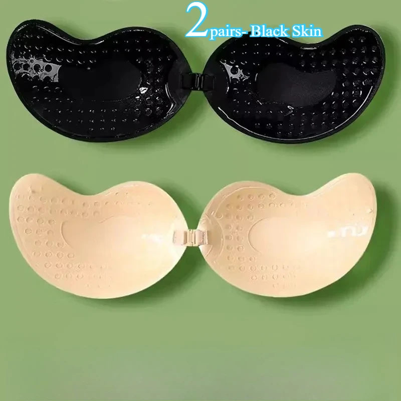 Invisible Push Up Bra – Backless Strapless Self-Adhesive Silicone Bra for Women with Front Closure and Seamless Lift