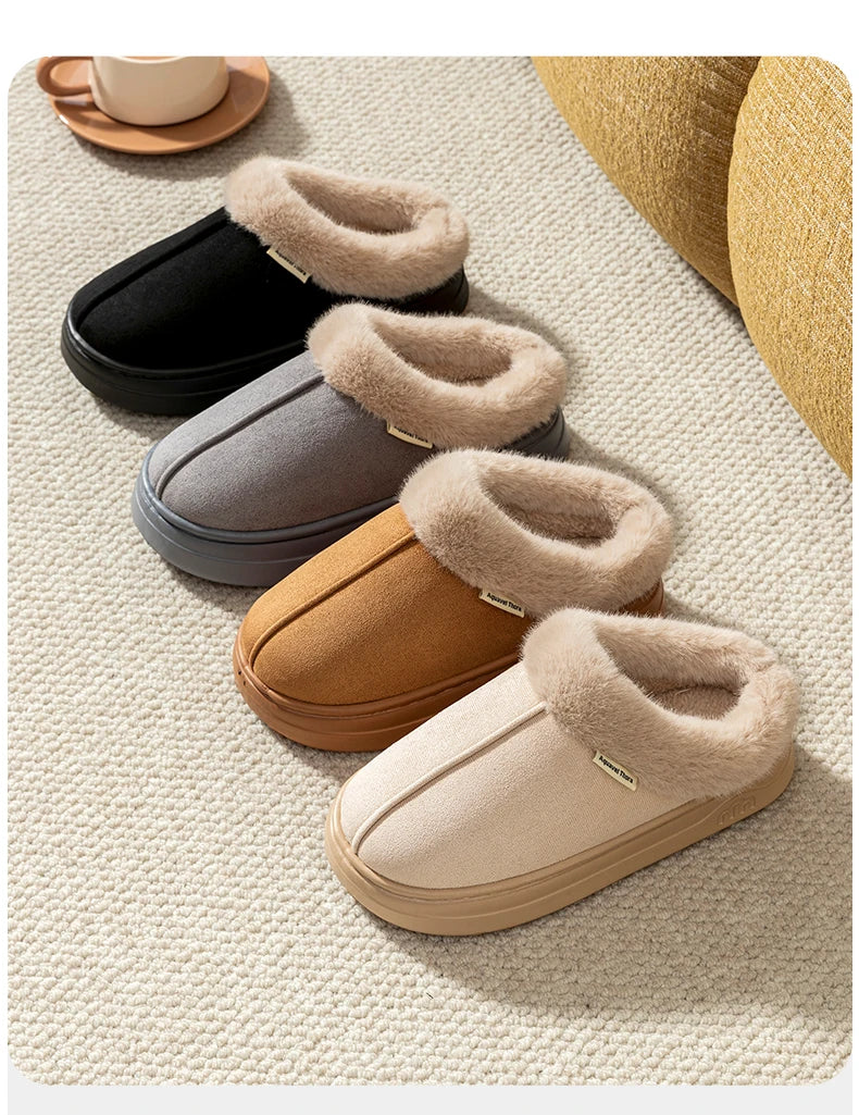 Fashion Women's Winter Slippers Indoor Warmth Anti-slip Comfort Thick Sole Casual Couple Home Shoes Snow Boots