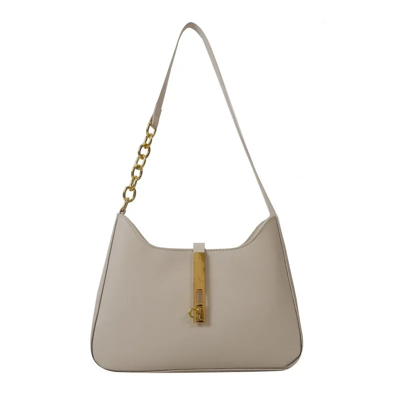 Luxury PU Leather Women's Shoulder Bag - Casual Solid Color Handbag Purse Clutch