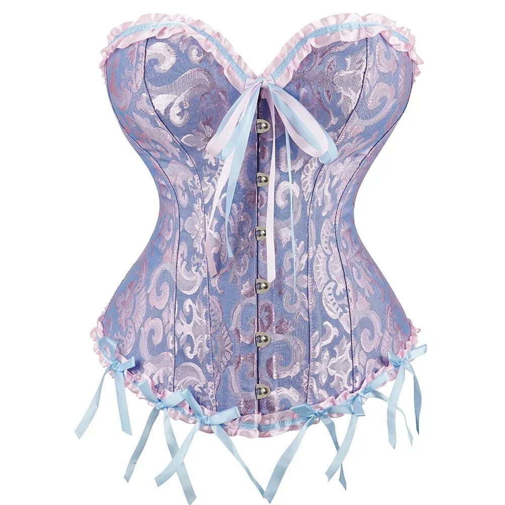Victorian Gothic Fashion Jacquard Overbust Corset