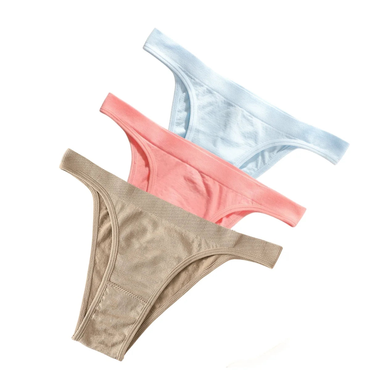 3PCS Set Women's High Rise Brazilian Panties Stretch Seamless Soft Sexy Lingerie