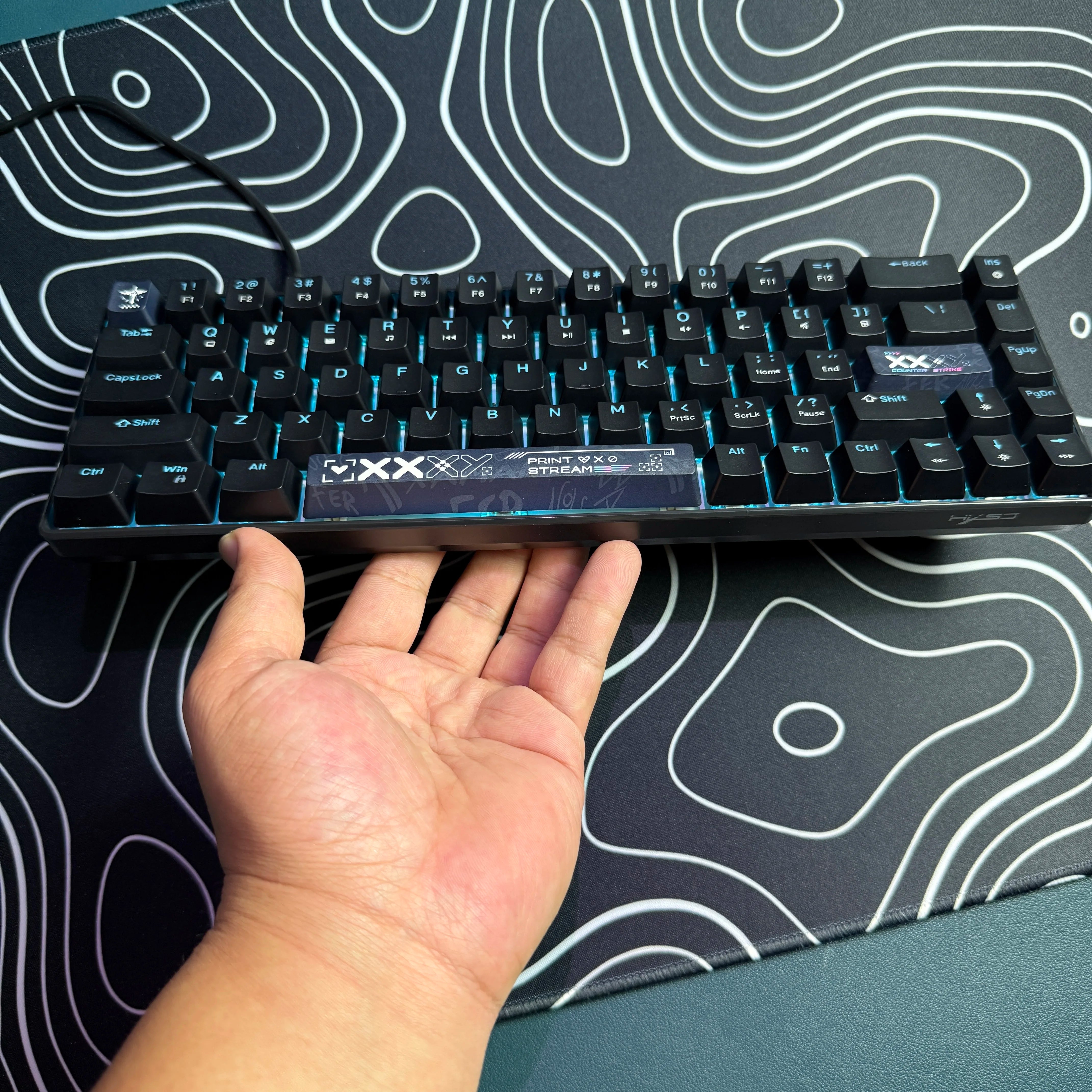 Mechanical Gaming Keyboard, 68 Keys Gaming Keyboard With Blue/Switches, Detachable Type-C Cable Mini Keyboard With Blue Light