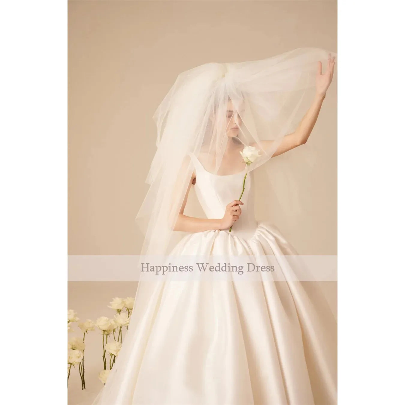 Claire Simple Elegance Customized Sleeveless A-Line Wedding Dresses Zippered Back Bridal Gown
