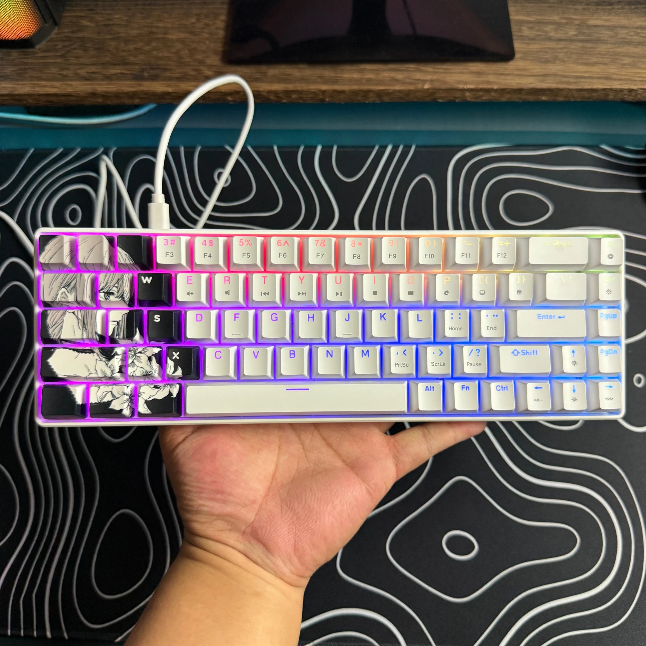 Gaming Mechanical Keyboard, Wired RGB Backlit Mini Keyboard, Ultra-Compact Anti-Ghosting No-Conflict 68 Keys Membrane Gaming