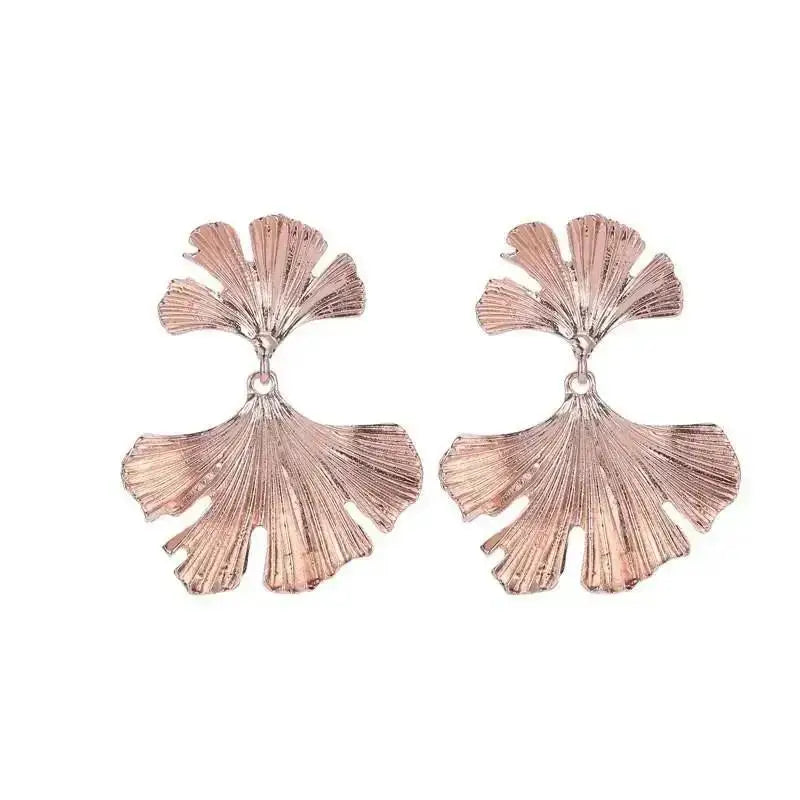 Vintage Pleated Geometric Earrings – Stainless Steel Statement Studs