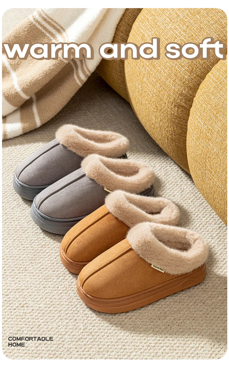 Fashion Women's Winter Slippers Indoor Warmth Anti-slip Comfort Thick Sole Casual Couple Home Shoes Snow Boots