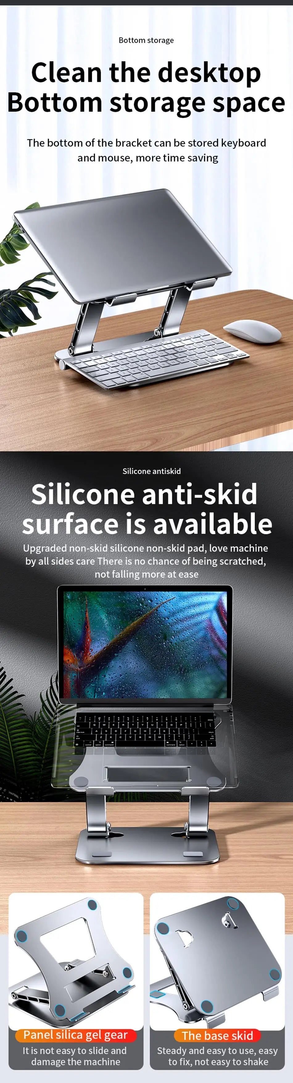 Phone Tablet Stand Adjustable Aluminum Alloy laptop Tablet up to 17 "Laptop Portable Folding stand Cooling stand support