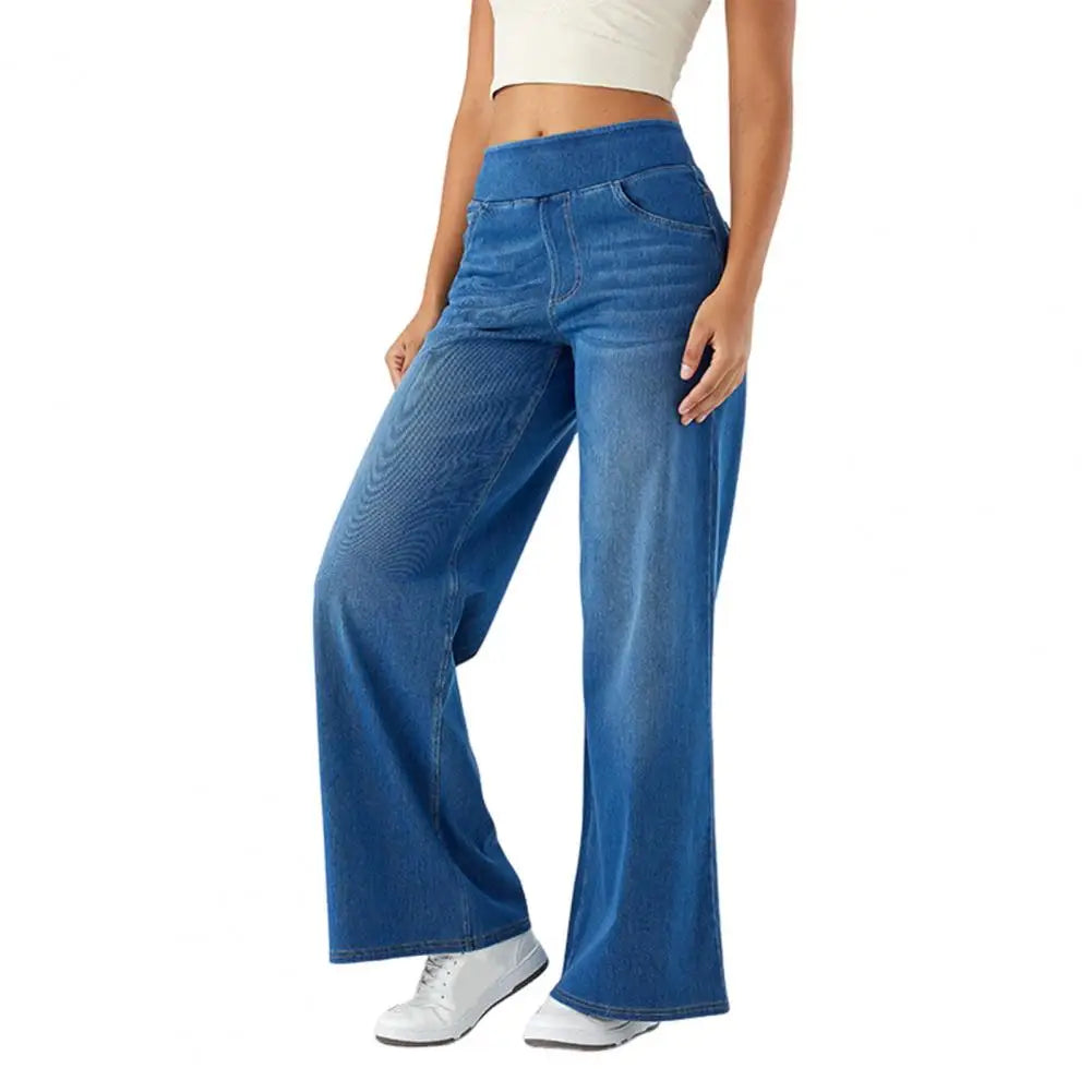 Trend4us Wide-Leg Stretch Denim Pants