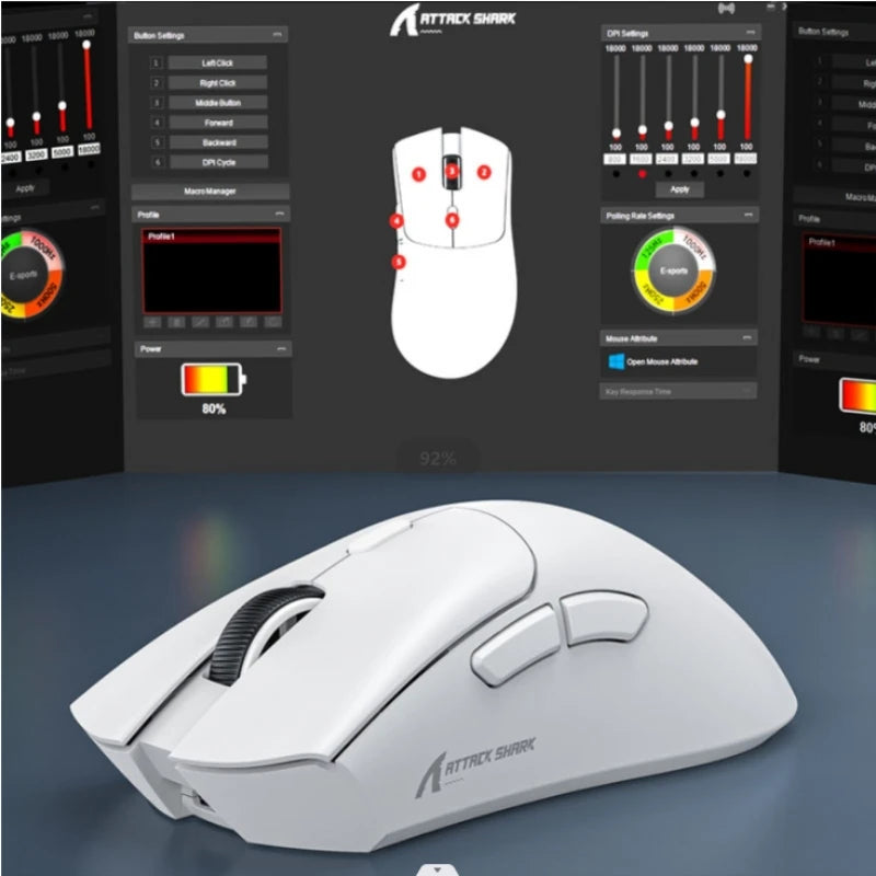 Attack Shark R1 Superlight Mouse ,Bluetooth 2.4G Wireless, PixArt PAW3311 Gaming Sensor 6 Adjustable DPI for Office Game