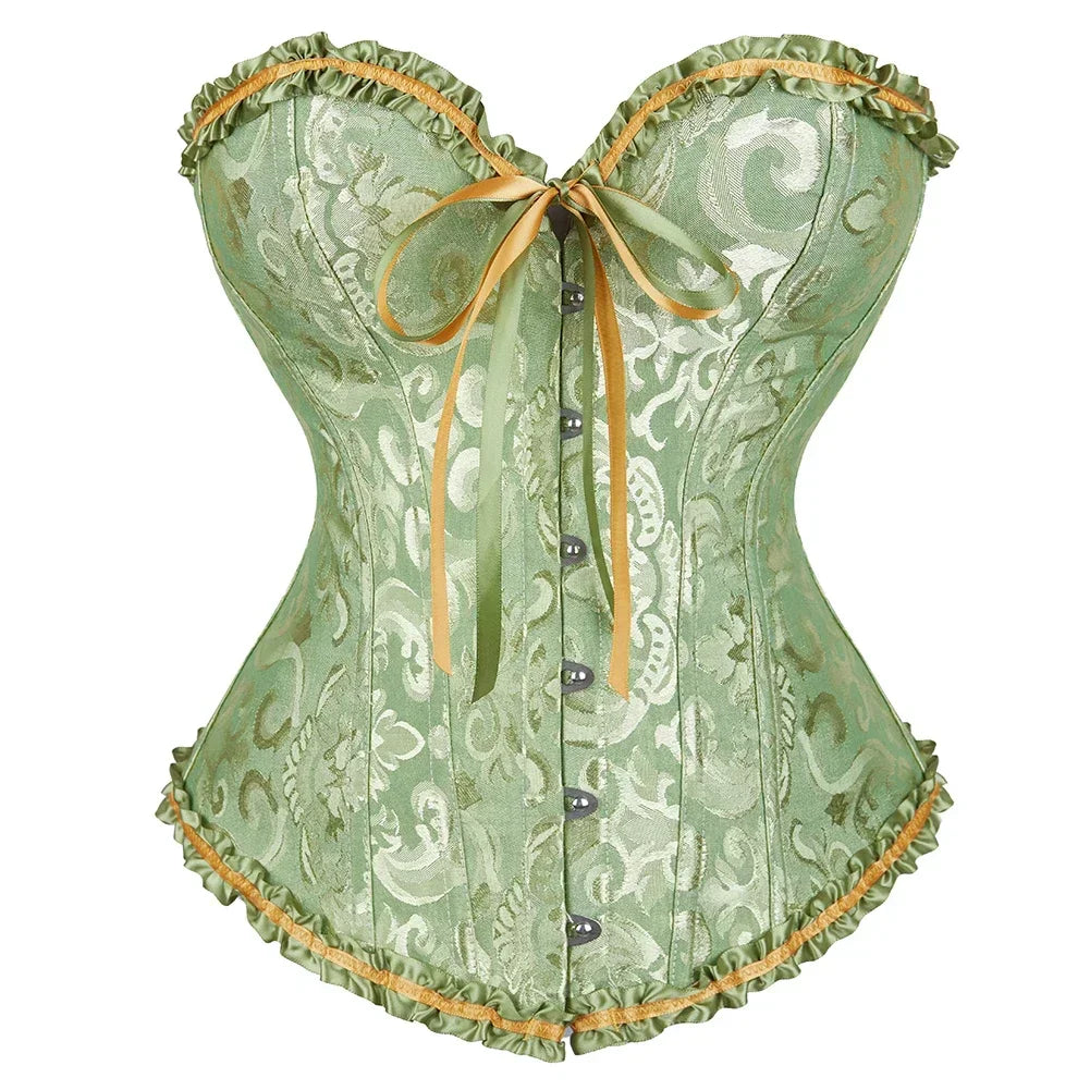 Victorian Gothic Fashion Jacquard Overbust Corset