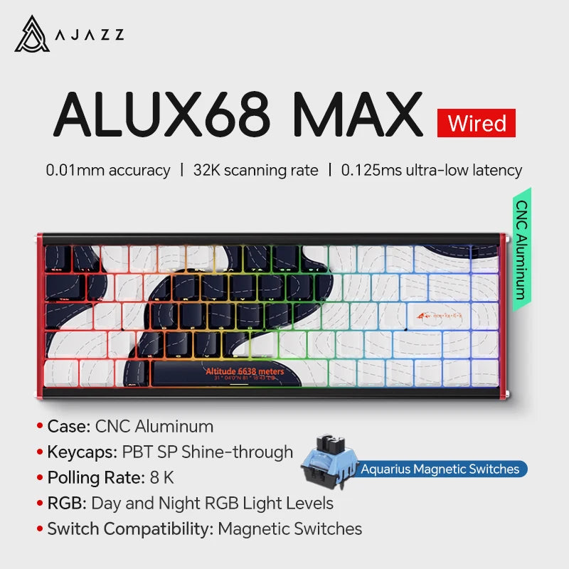 AJAZZ AK680 MAX Mechanical Keyboard HE Hall Effect Switch 60% 8k/1K RGB Wired/Wireless