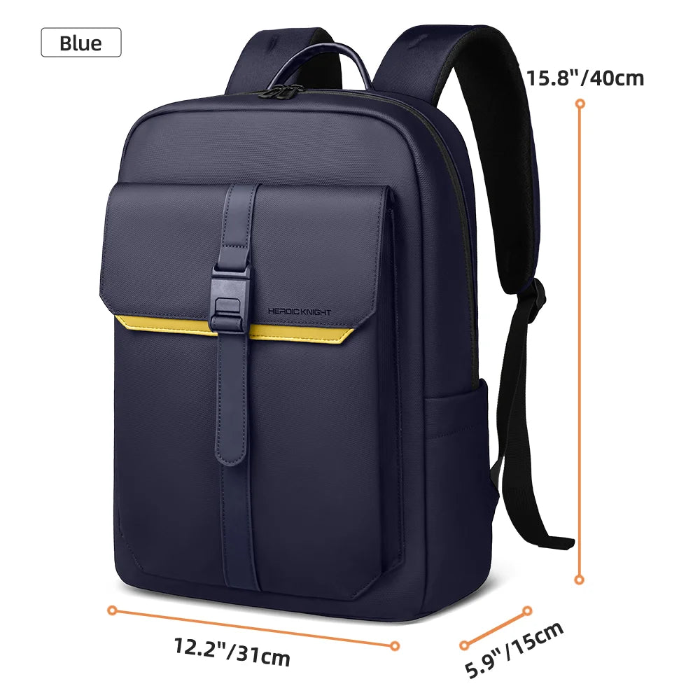 HK Stylish Business Backpack for Men Waterproof 15.6 inch Flap Laptop Backpack Multiple Pockets Casual Daypack for Work School