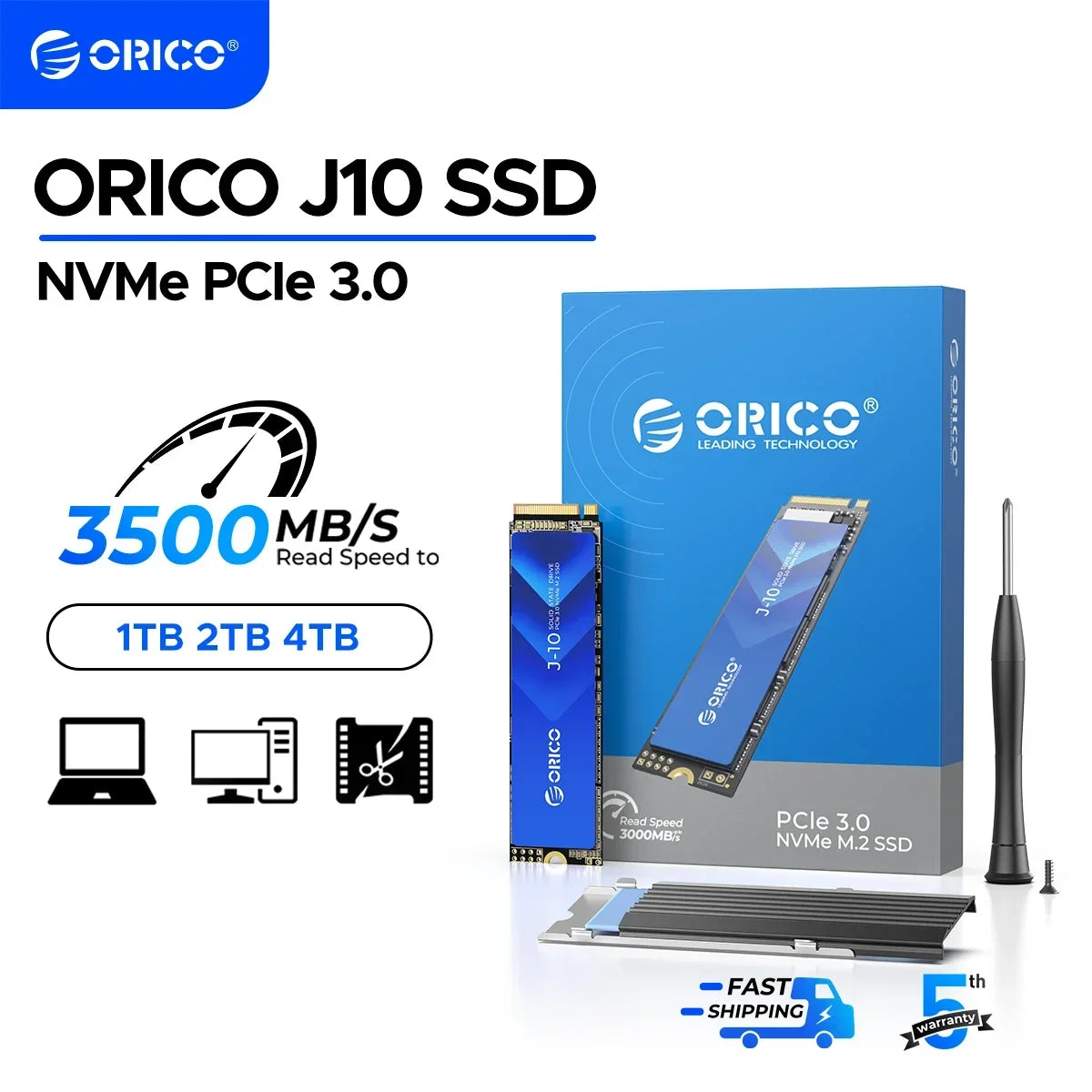 ORICO M.2 NVMe SSD 1TB 2TB PCIe3.0 3500MB/s 2280 PCIe Gen3x4 NVMe Internal Solid State Drive for Laptop/Desktop 3D NAND TLC/QLC