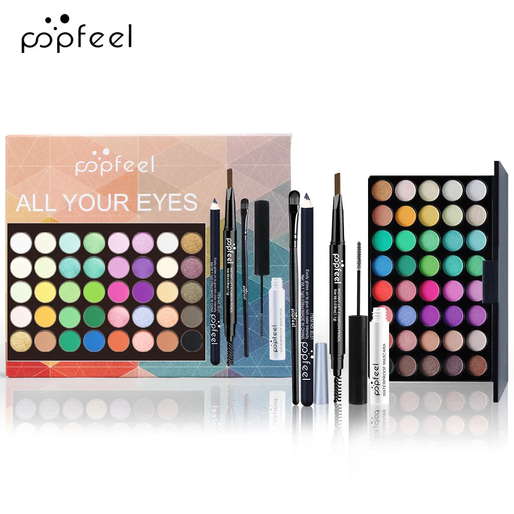 POPFEEL Eye Makeup Set, Eyeshadow Palette, Eyeliner, Mascara, Eyebrow Pencil, Makeup Set Box
