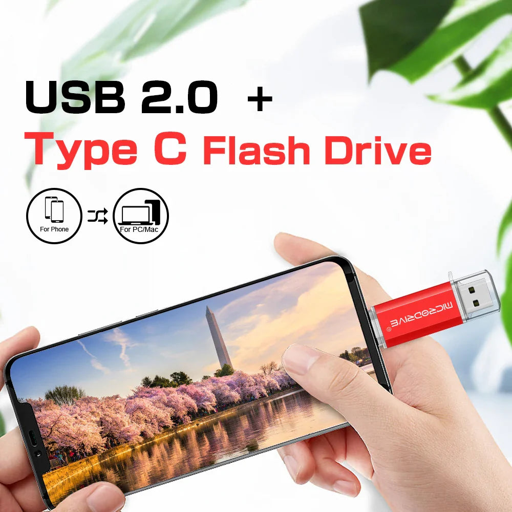 MicroDrive 2-in-1 Type-C OTG USB 2.0 Flash Drive 16GB/32GB/64GB/128GB