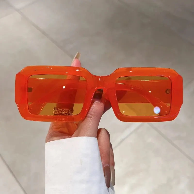 Women’s Rectangle Sunglasses - Retro Punk Frame, UV400 Anti-Glare Lenses