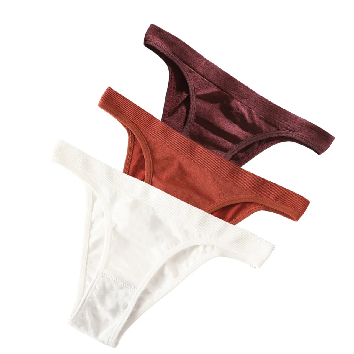 3PCS Set Women's High Rise Brazilian Panties Stretch Seamless Soft Sexy Lingerie