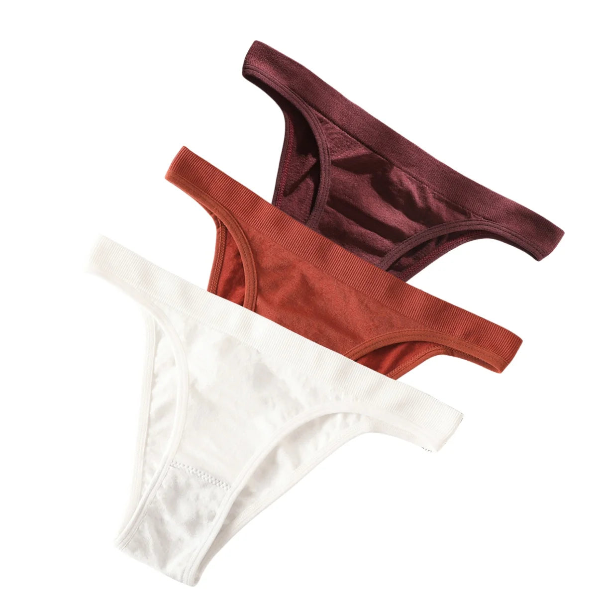 3PCS Set Women's High Rise Brazilian Panties Stretch Seamless Soft Sexy Lingerie