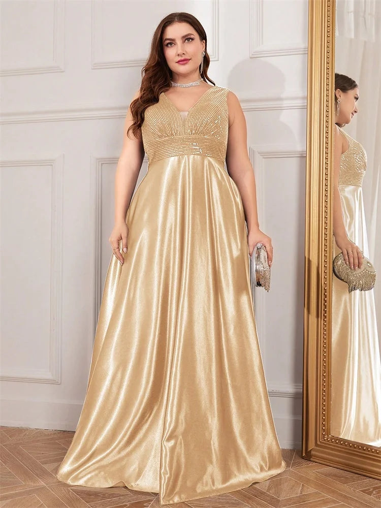 Plus Size Elegant Sequins Evening Dress For Women