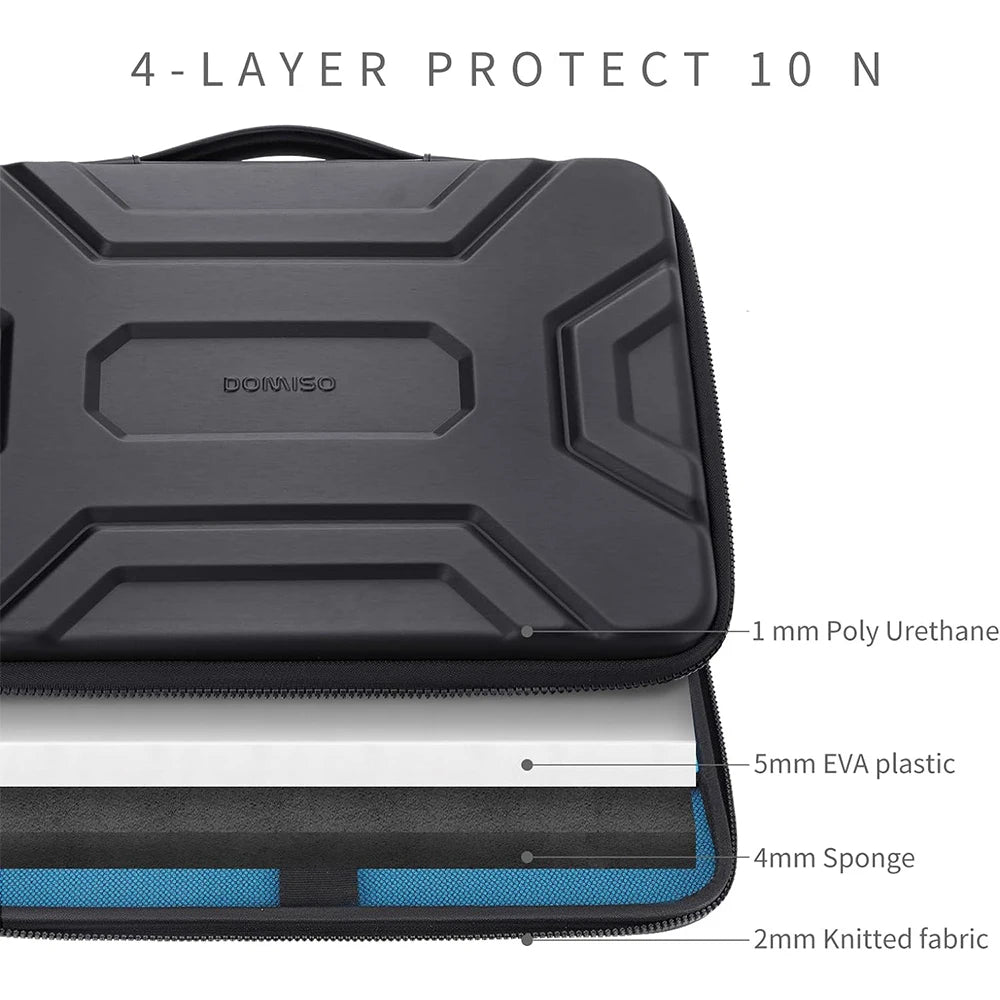 13 14 15.6 17 inch Laptop Sleeve Shoulder Bag Shockproof Computer Bag Waterproof EVA Protective Carrying Case Black