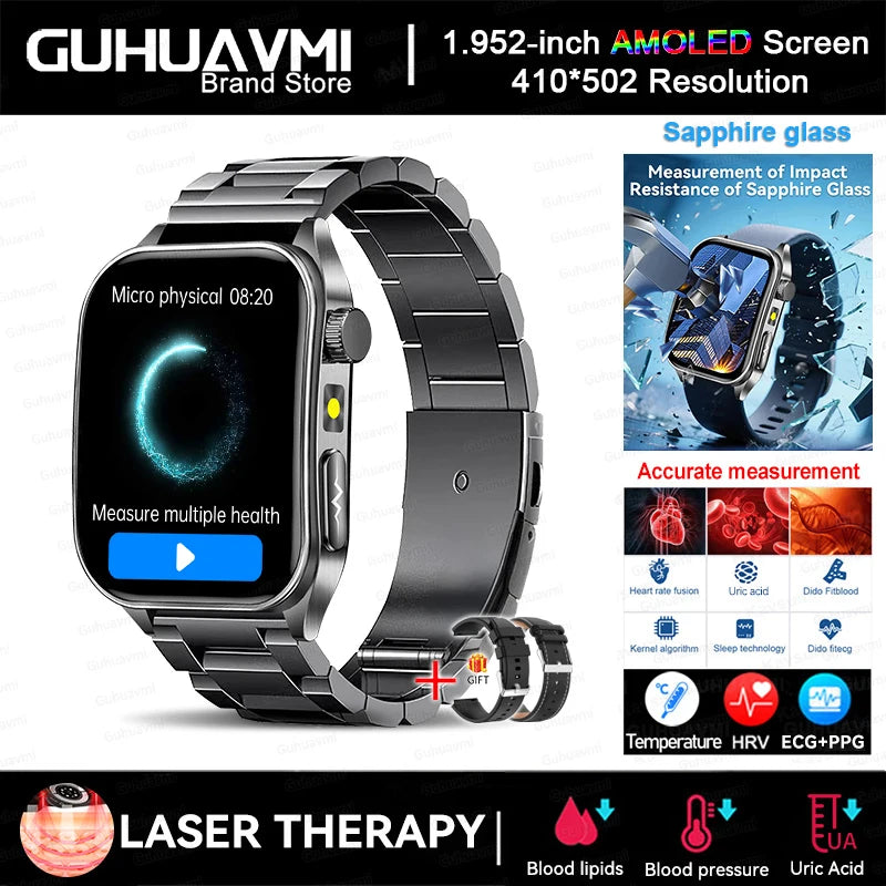 2025 New AI-GPT  Diagosis ECG Health Smart Watch Men Blood Pressure Lipid Uric Acid  Intelligent Q&A Health smart bracelet  Men