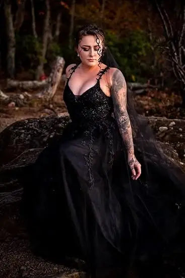 Tulle Lace Appliques Sparkly Prom Dresses A Line with Slit V Neck Formal Party Dress