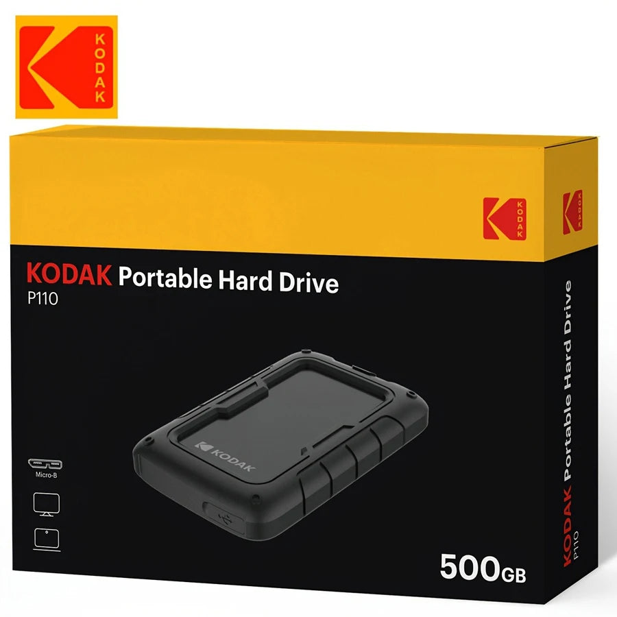 KODAK, P110, Portable HDD mechanical mobile disk, 500GB/1Tb/2Tb, portable gaming hard drive storage, suitable for PC, electronic