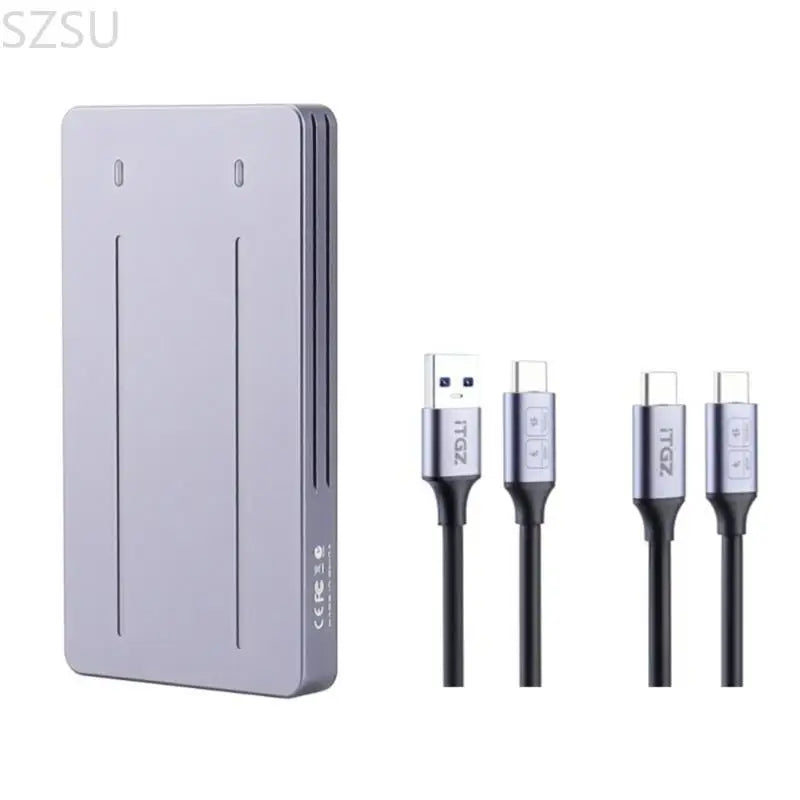 SZSU Two Mobile Hard Drive Case USB3.1 10Gb for Two Disks 2230-2280 SSD Box