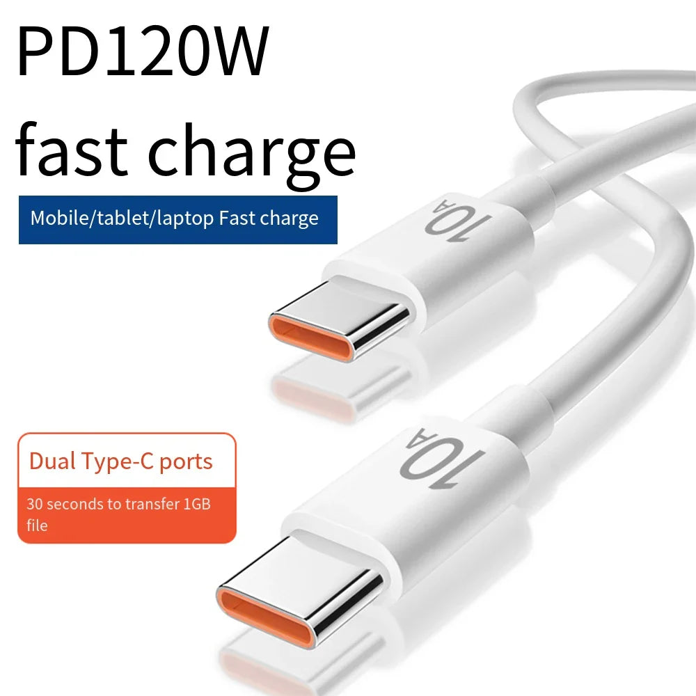 10A USB A To C Cable Type C To C Data Cable High Speed 0.25/1/1.5/2m Charging Cord