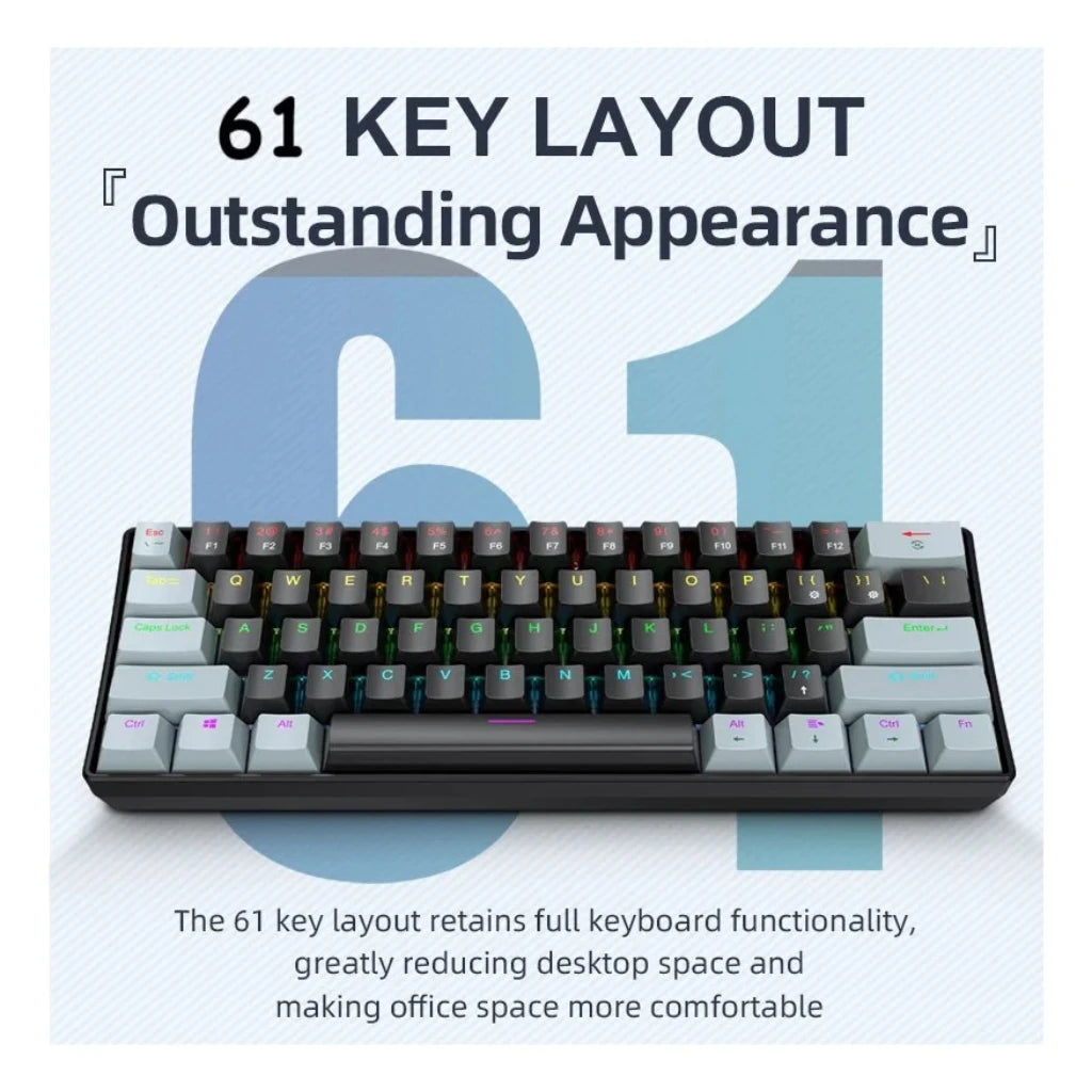 APAYADO K61 Keyboard 60% Portable Wired Mechanical Keyboard