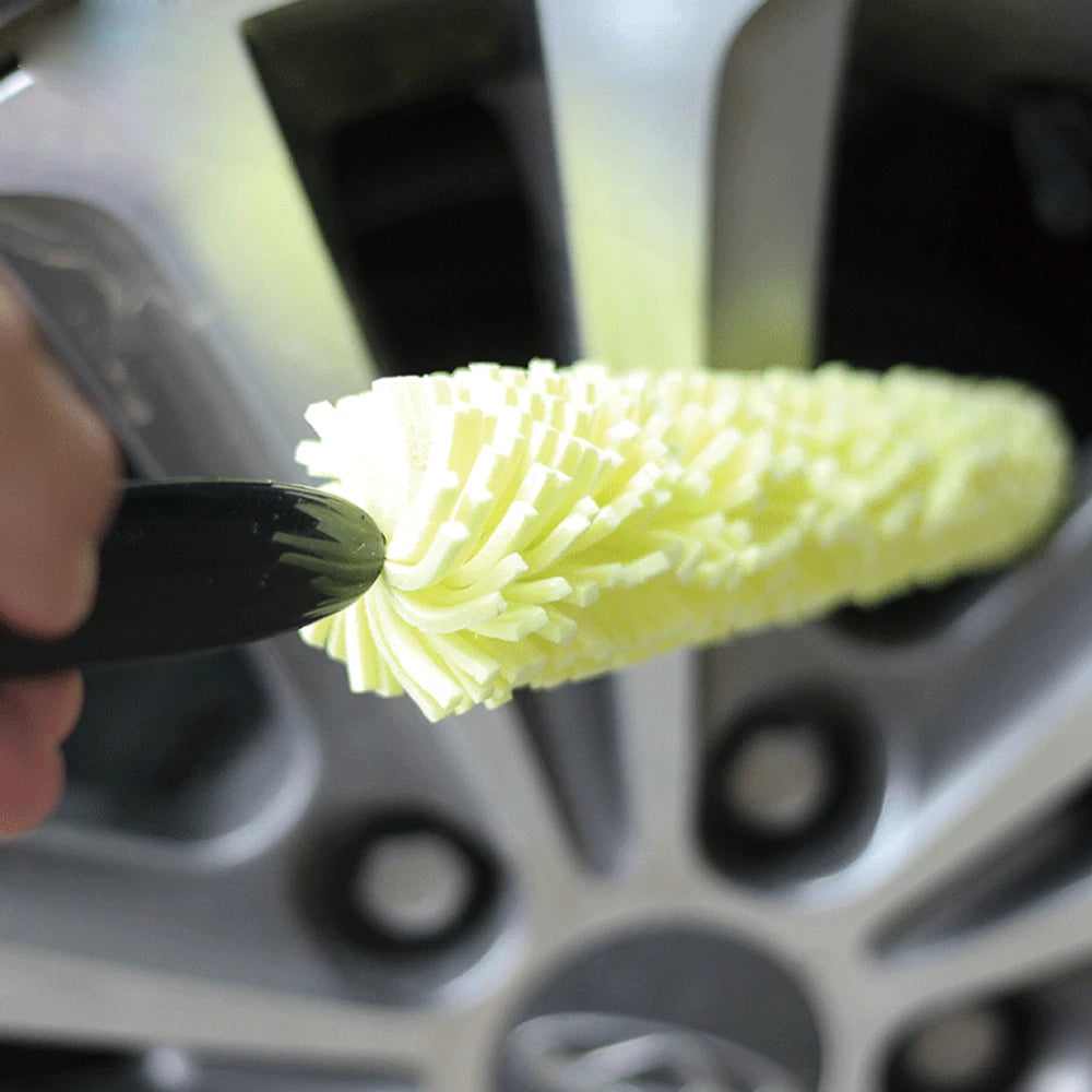 29cm Sponge Brush Motorcycle Wheel Rims Washer Car Hubcaps Wash Auto Cleaning Tool With Handle Bicycle Dirt Pit Bike Accessories
