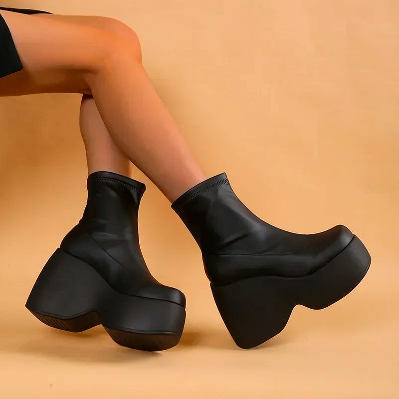 Brand New Gothic Style Sexy Elegant Chunky Platform Women Ankle Boots