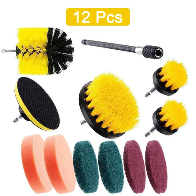 UNTIOR Electric Drill Brush Attachment Set Power Scrubber Brush Car Polisher Kitchen Bathroom Cleaning Tool Car Detailig Brushes