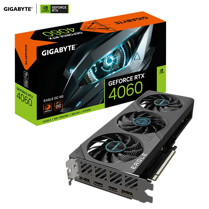 GIGOBYTE GeForce RTX 4060 EAGLE OC 8G Graphic card GPU Видеокарта GDDR6 8 GB 128 bit Desktop 17 Gbps PCI-E 4.0 HDMI Gaming