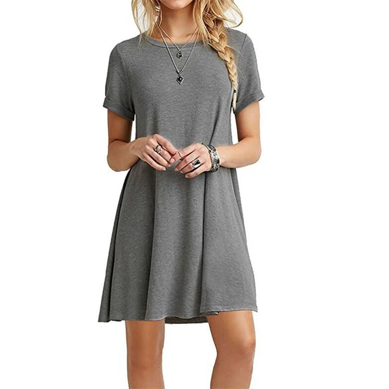 Women’s Vintage Print T-Shirt Mini Dress 🌼👗 | Casual Short Sleeve O-Neck Sundress