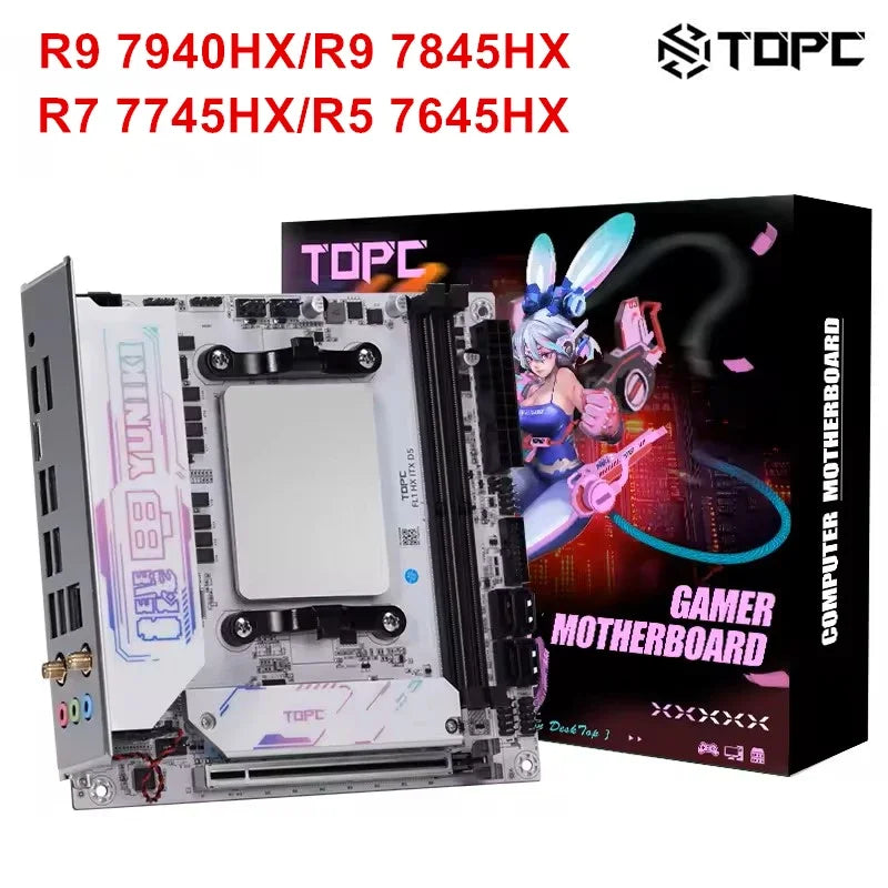 AMD Ryzen 9 8945HX R7 7745HX Topc 4-Bay NAS Gaming Motherboard 2*M.2 NVMe 4*SATA PCIe4.0X16 2.5G LAN Mini ITX Mainboard WiFi6E