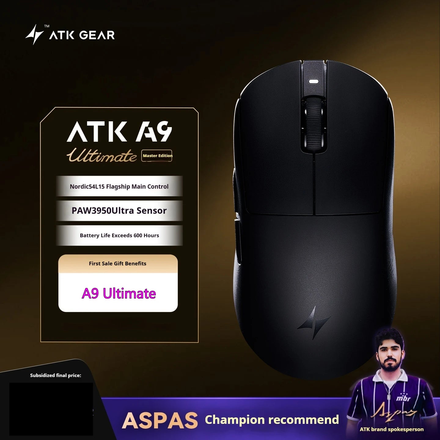 ATK A9 Ultra Wireless Gaming Mouse A9/A9 SE/A9 Plus/A9 Pro Tri Mode 8K Gaming Mouse 53g Lightweight E-sports PC Gift Customized
