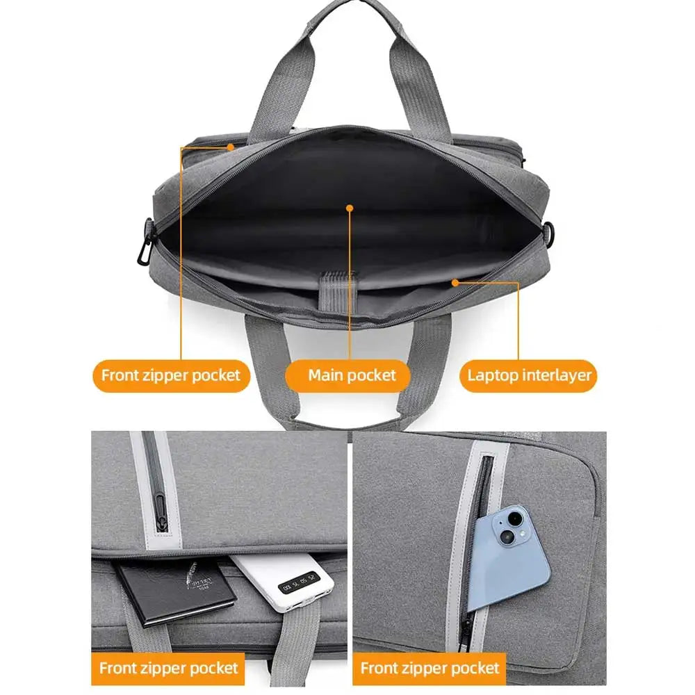 3-in-1 Waterproof Laptop Briefcase - 15.6 Inch Shockproof Computer Bag for Men Women  Tote & Messenger