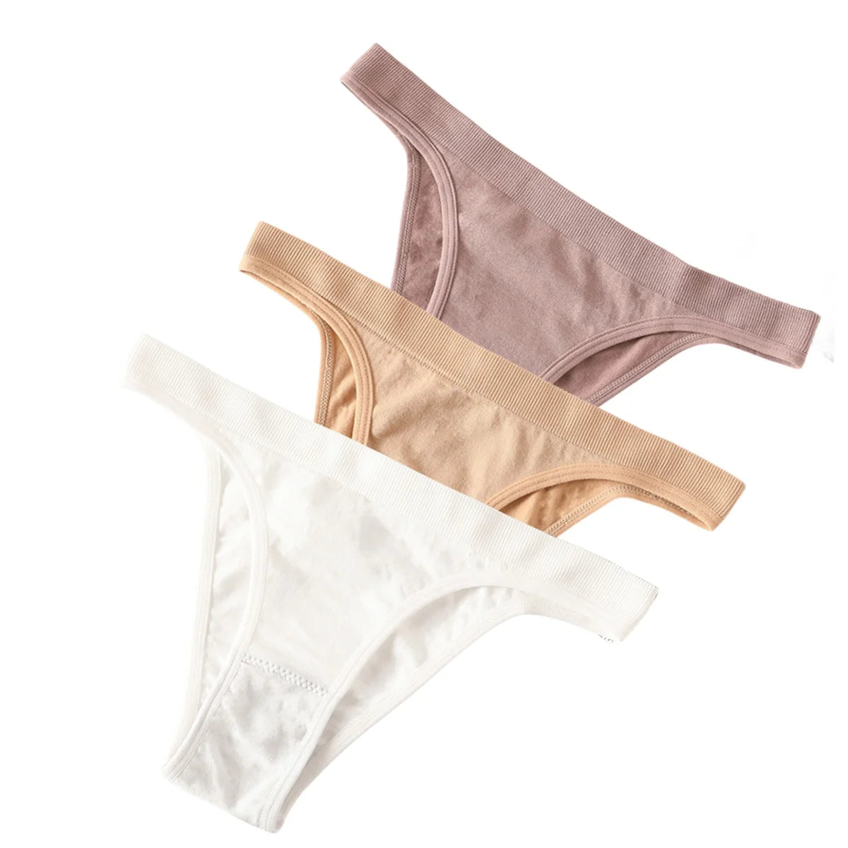 3PCS Set Women's High Rise Brazilian Panties Stretch Seamless Soft Sexy Lingerie