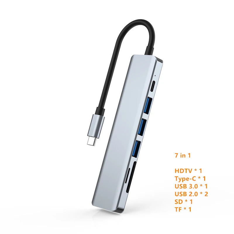 USB C Hub to 4K HDMI-Compatible SD TF Card Reader USB 3.0