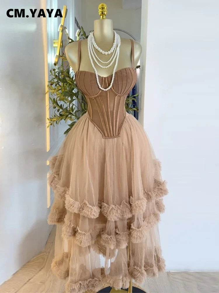 Women's Dress Set Sleeveless Strap Tops and Pleated Tiered Skirts Suit Elegant Vacation Birthday Two 2 Piece Set Outfits