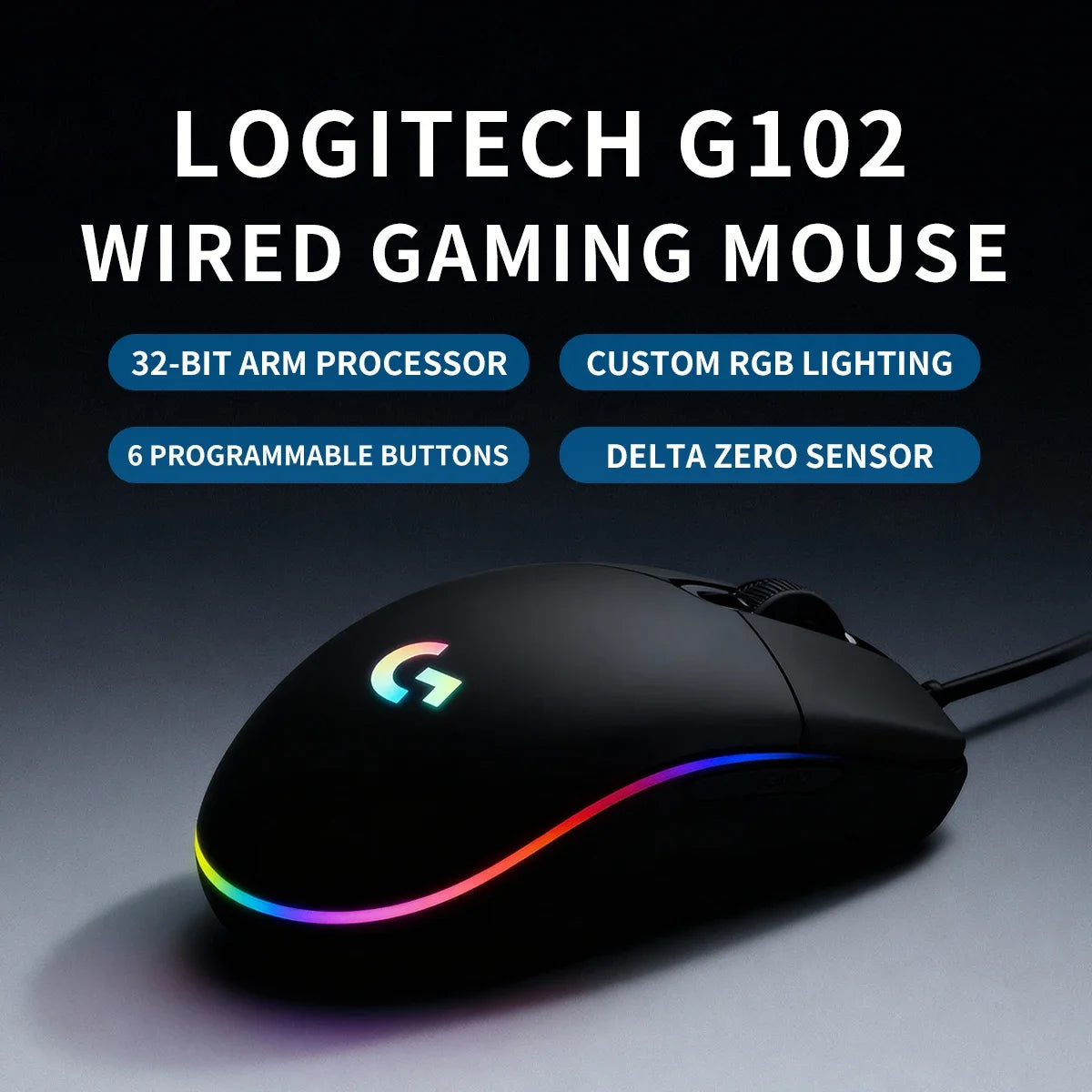 Logitech G102 Wired Gaming Mouse, Durable Braided Cable, Suitable for Both Office and Gaming