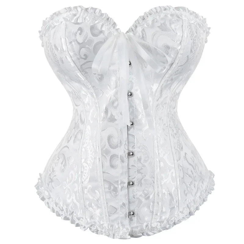 Victorian Gothic Fashion Jacquard Overbust Corset