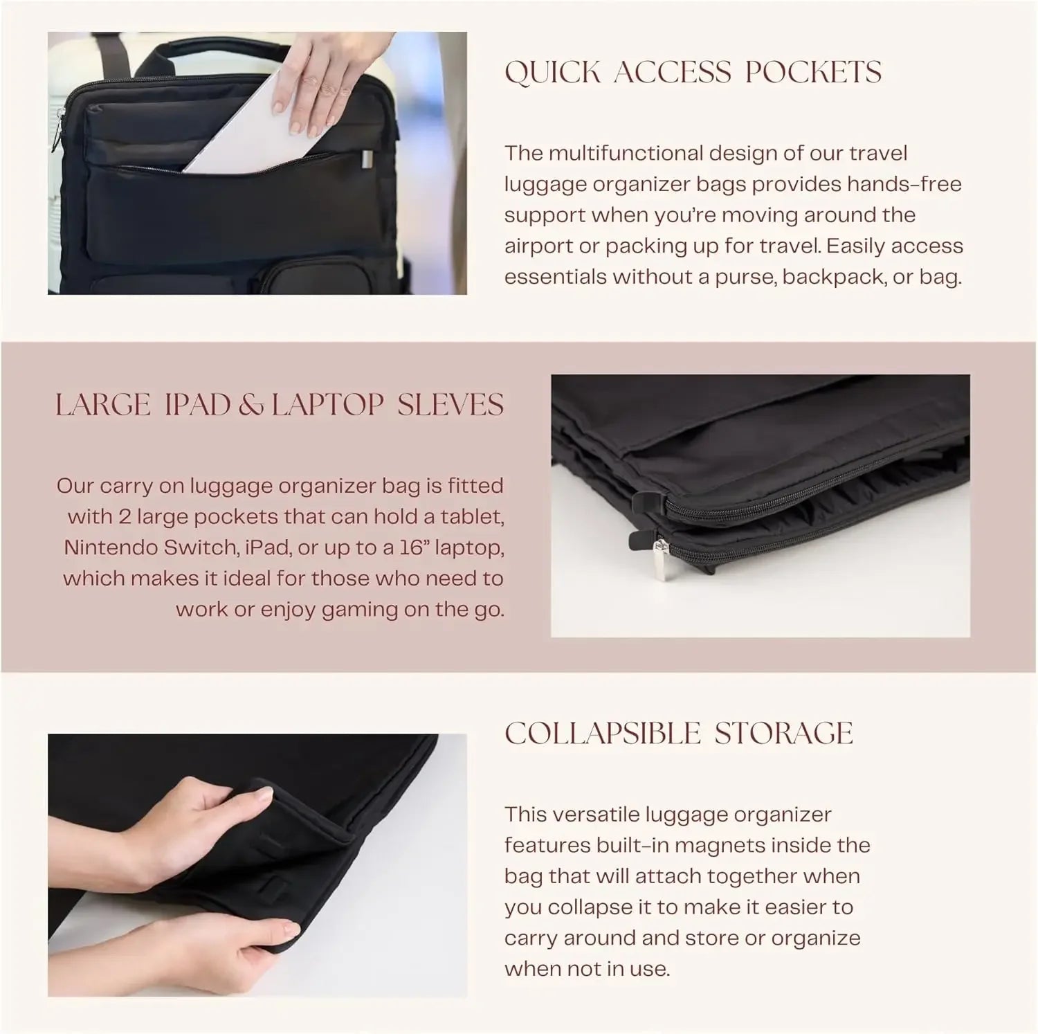 Laptop Bag Carry Over Luggage Organizer for Suitcase Adult Lightweight Multifunctional Portable Travel Packing Cube for Business