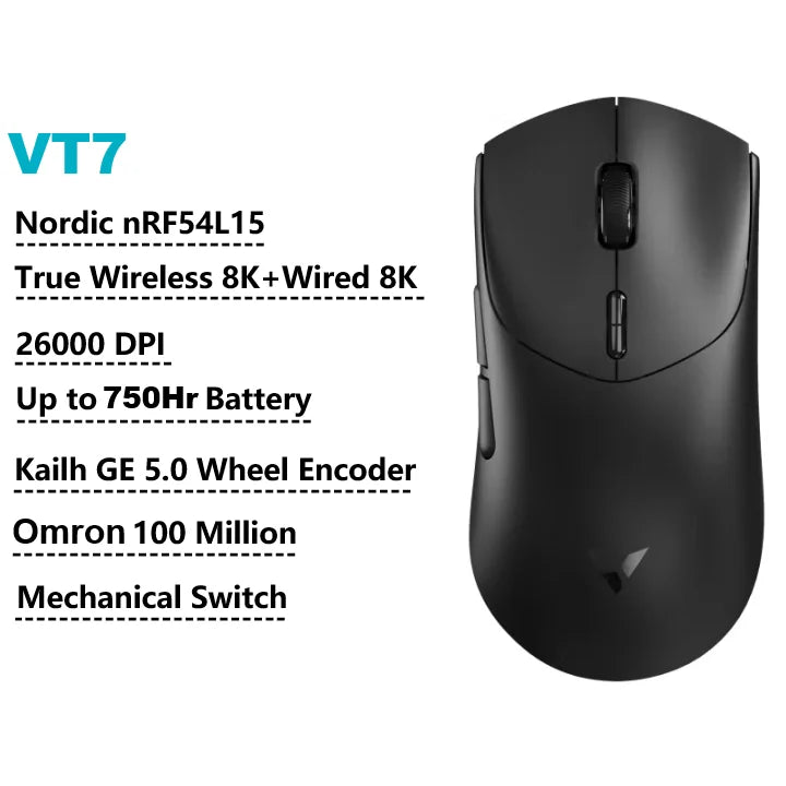 Rapoo VT7 MAX /VT7 Wireless Gaming Mouse True 8K Wireless Polling Rate 53g Lightweight Up to 750Hr Battery Life